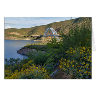 Roosevelt Sjö Bridge Arizona Gult Wildblommor Hälsningskort