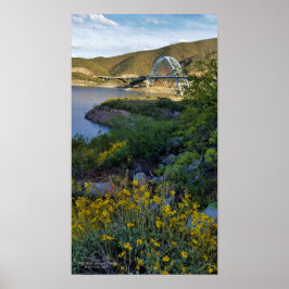 Roosevelt Sjö Bridge Arizona Gult Wildblommor Poster