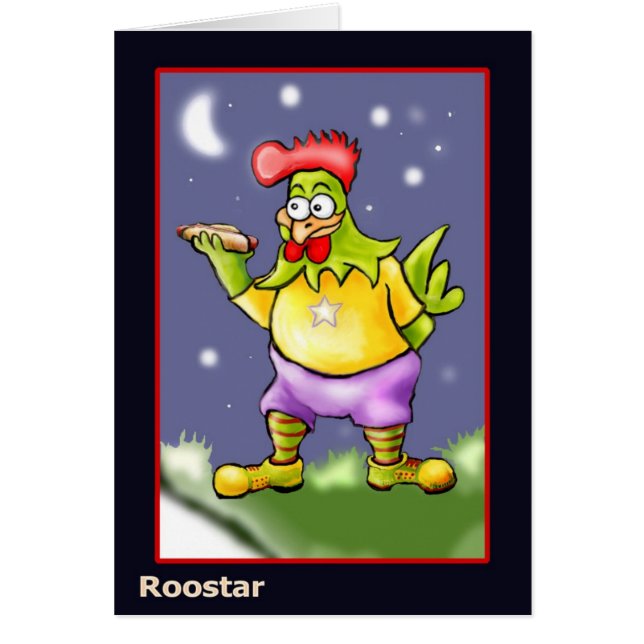 * Roostar med wienerkorven * Hälsningskort (Framsidan)