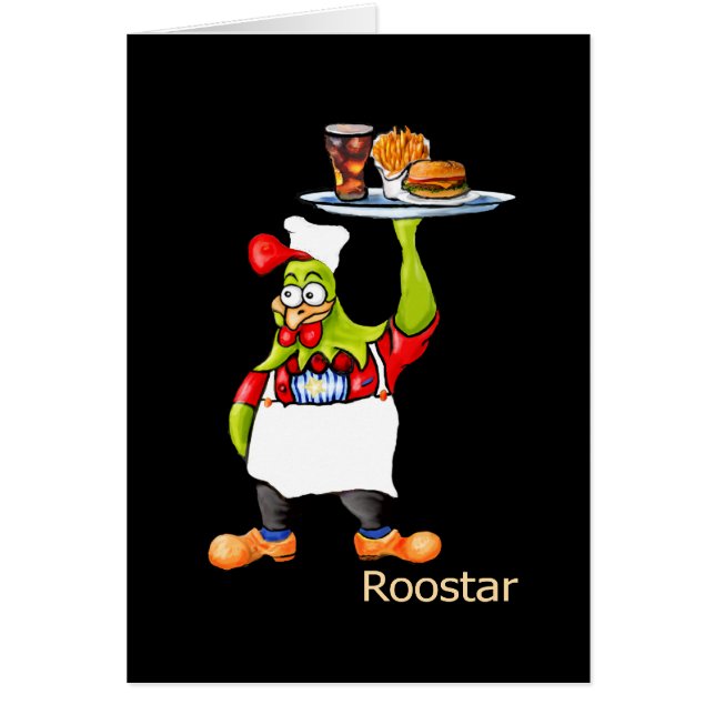 *Roostar pub waiter* Hälsningskort (Framsidan)