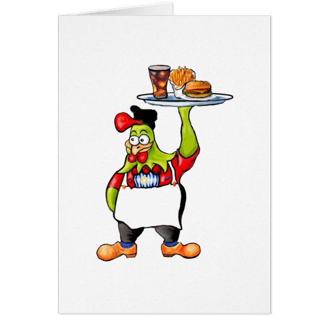 *Roostar pub waiter* Hälsningskort (Framsidan)