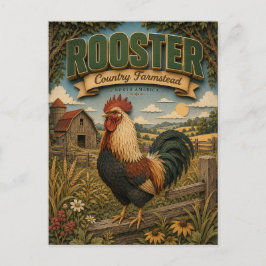 Rooster Chicken Country Farmstead POPCUT Vykort