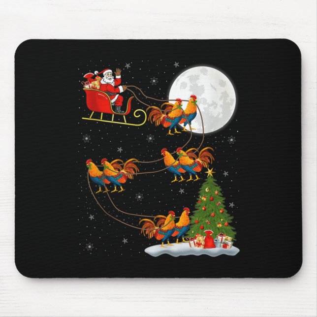 Rooster Chickens Santa Sleigh Flying Funny Magical Musmatta (Framsidan)