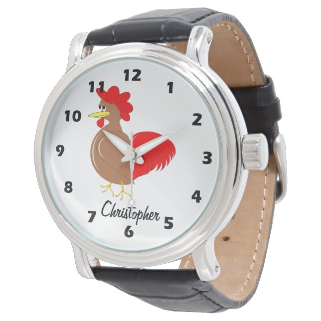 Rooster Design Personalised Armbandsur (Vinklad)