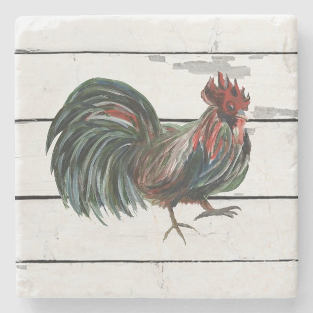 Rooster Farmhouse Marble Stone Coaster Stenunderlägg (Framsidan)