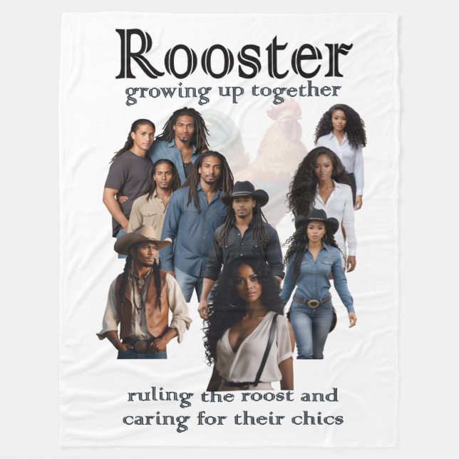 Rooster Grow Up Together Cover Art Sherpa Throw Fleecefilt (Framsidan)