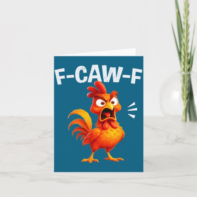 Rooster Humor Saying Funny F-caw-f Chicken Quote M Kort (Framsida)