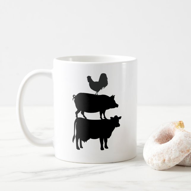 Rooster Pig Cow Barnyard Farm Kaffemugg (Med munk)