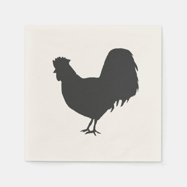 Rooster Silhouette Barnyard Party Paper Napkin Pappersservett (Framsidan)