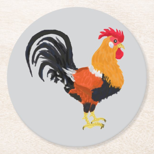 Rooster Underlägg Papper Rund (Framsidan)