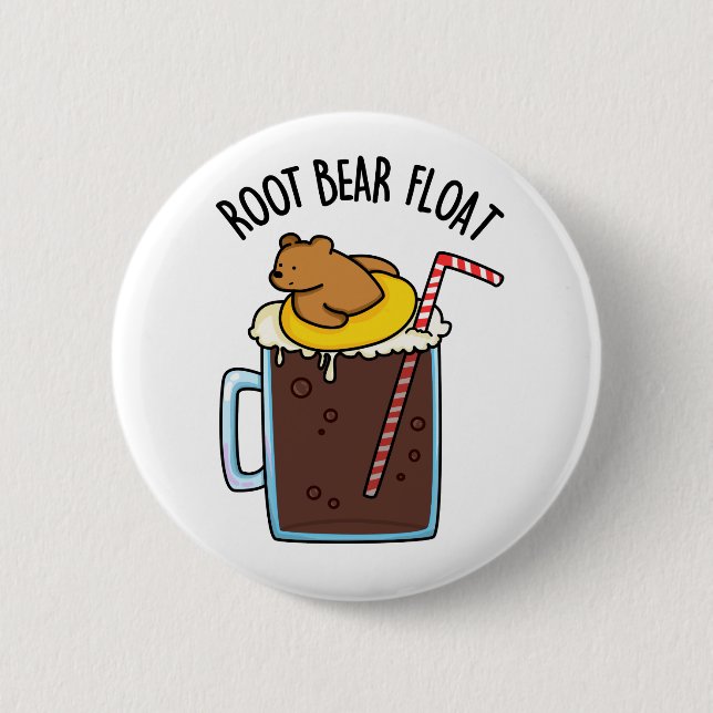 Root Bear Float Rolig Root Beer Pun Knapp (Framsida)