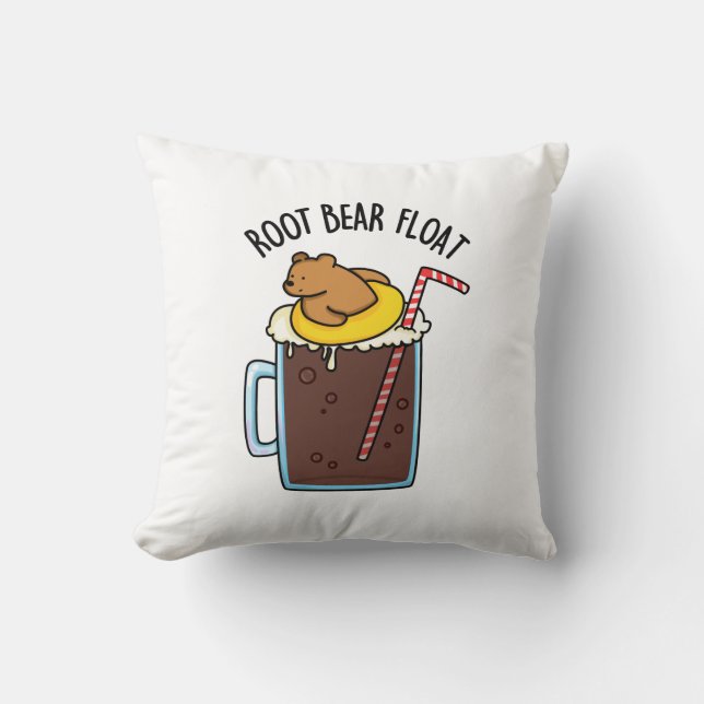 Root Bear Float Rolig Root Beer Pun Kudde (Framsida)
