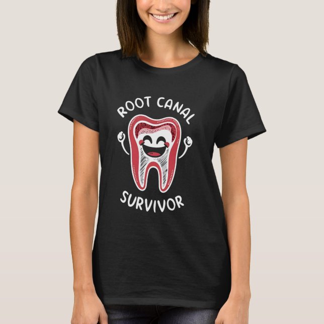 Root Canal Shirts Funny Jag överlevde min rotkanal T Shirt (Framsida)