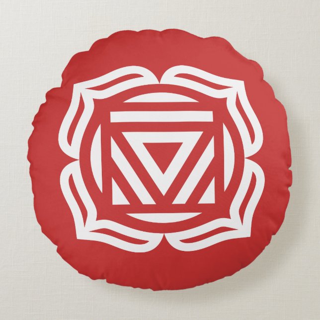 Root Chakra Energy Round Pillow Rund Kudde (Framsidan)