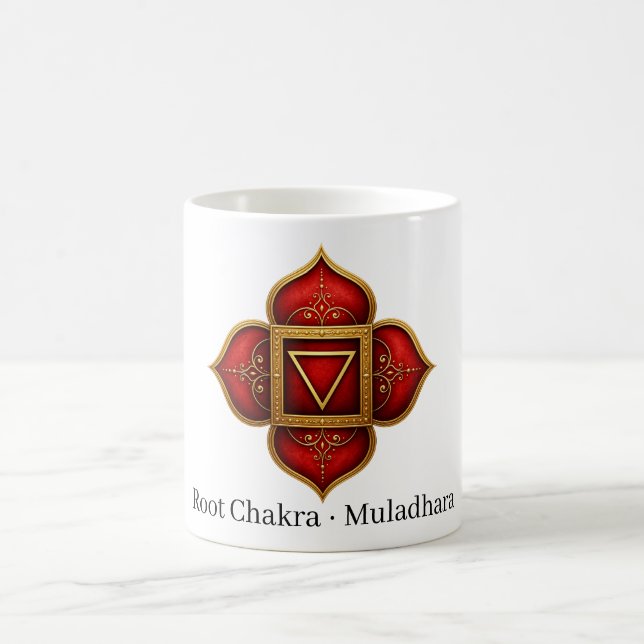 Root Chakra Muladhara Helig Symbol Kaffemugg (Center)