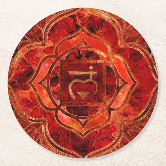 Root chakra - Muladhara Underlägg Papper Rund (Framsidan)