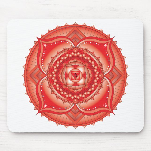 Root Chakra Red Mandala Mouse Pad Musmatta (Framsidan)