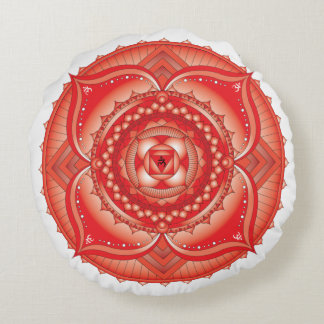 Root Chakra Red Mandala Round Pillow Rund Kudde