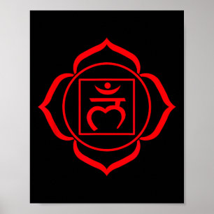Root Chakra Symbol Röd Muladhara Yogi Yoga Poster