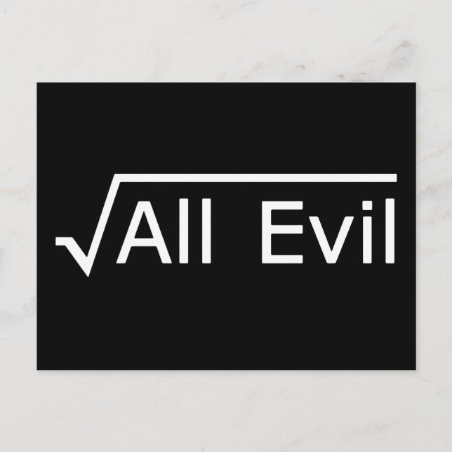 Root of All Evil - Funny Math Expression Vykort (Framsida)