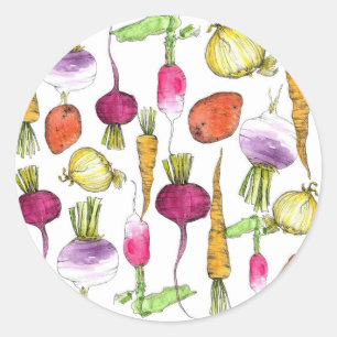 Root Vegetable Watercolor Illustration Art Runt Klistermärke