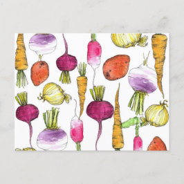 Root Vegetables Garden Carrots Beets Potatis Vykort