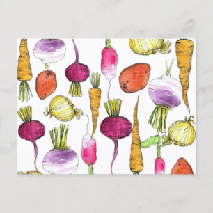 Root Vegetables Garden Carrots Beets Potatis Vykort