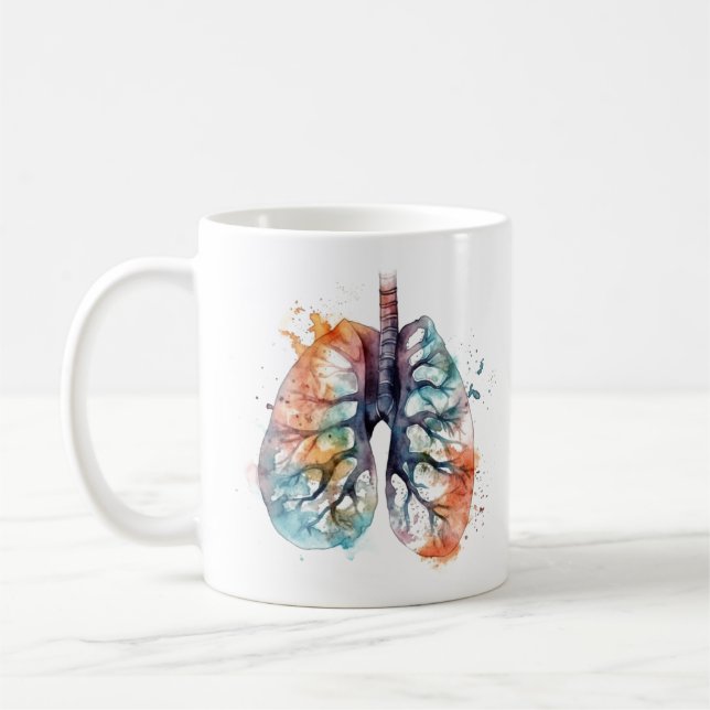 Rootad i andetag Vattenfärg Lungor Anpassad Kaffemugg (Vänster)
