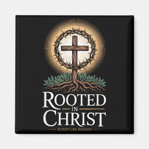 Rootad i Kristus-tröja Jesus Vintage-kors Kristna Magnet