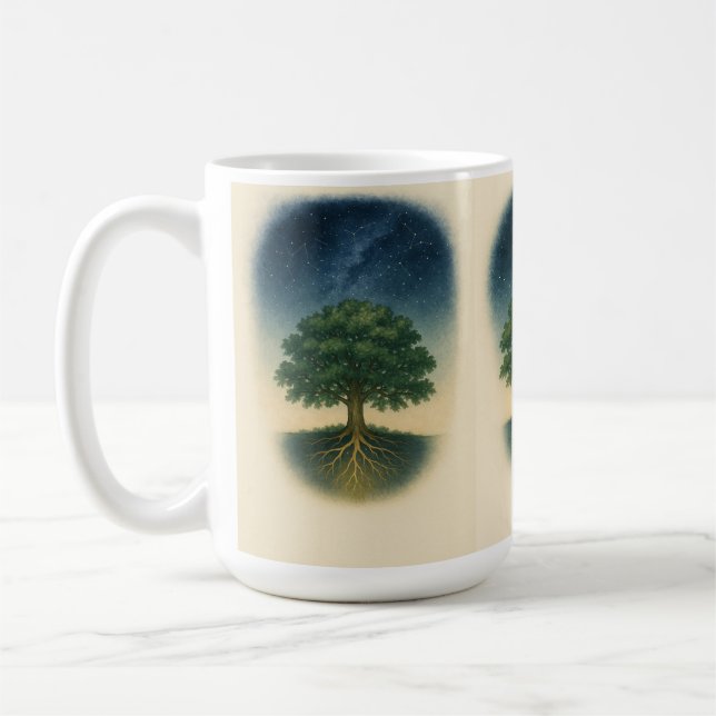 Rootad & Uppväxande Familjeträds Konstellation Kaffemugg (Vänster)