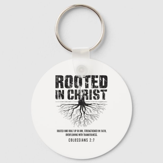 Rooted In Christ Christian Nge Bible Verse Colossi Nyckelring (Framsida)