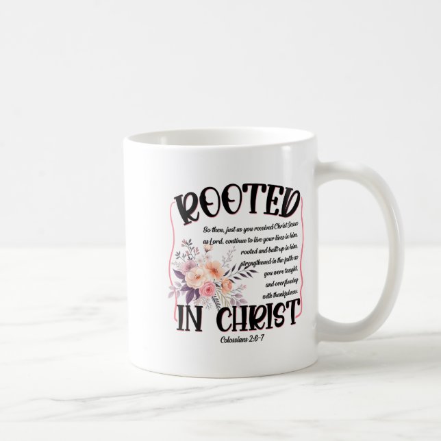 Rooted In Christ Preppy Floral Jesus Christian Fai Kaffemugg (Höger)