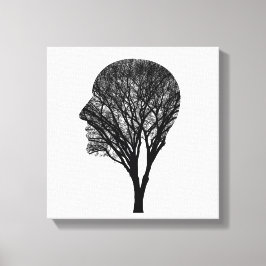 Rooted Mind – Human Profile Tree Silhouette Art Canvastryck