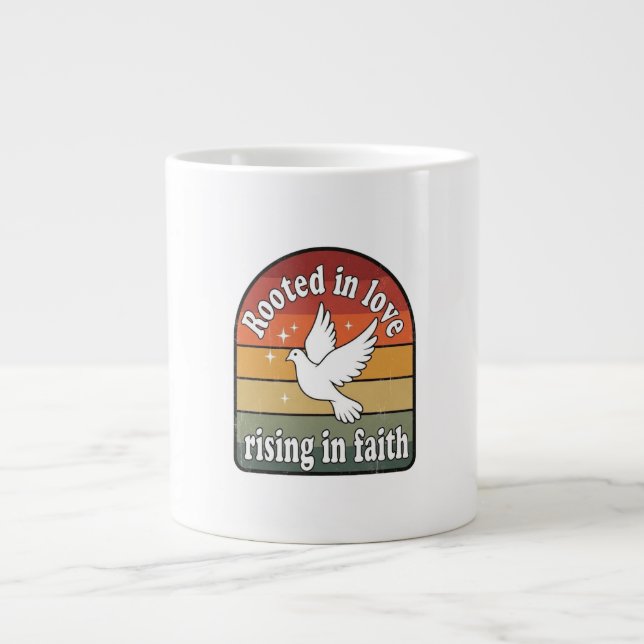 Rooted n love,rising in faith design jumbo mugg (Framsidan)
