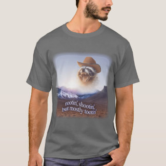 rootin shootin but mostly tootin cowboy raccoon wo t shirt