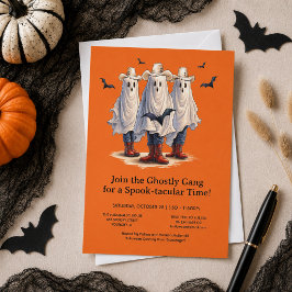 Rootin' Tootin' Cowboy Ghosts Western Halloween Inbjudningar