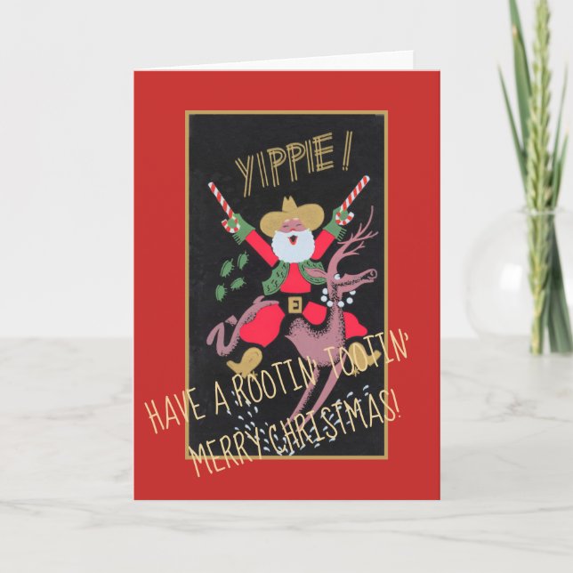 Rootin Tootin Cowboy Santa Helgkort (Framsida)