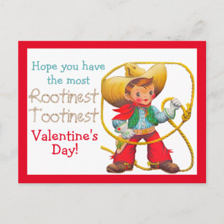 Rootin Tootin Vintage Cowboy Valentines day Kids Vykort