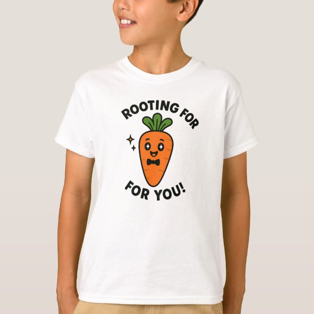 Rooting For You Cute Orange Carrot Design T Shirt (Framsida)