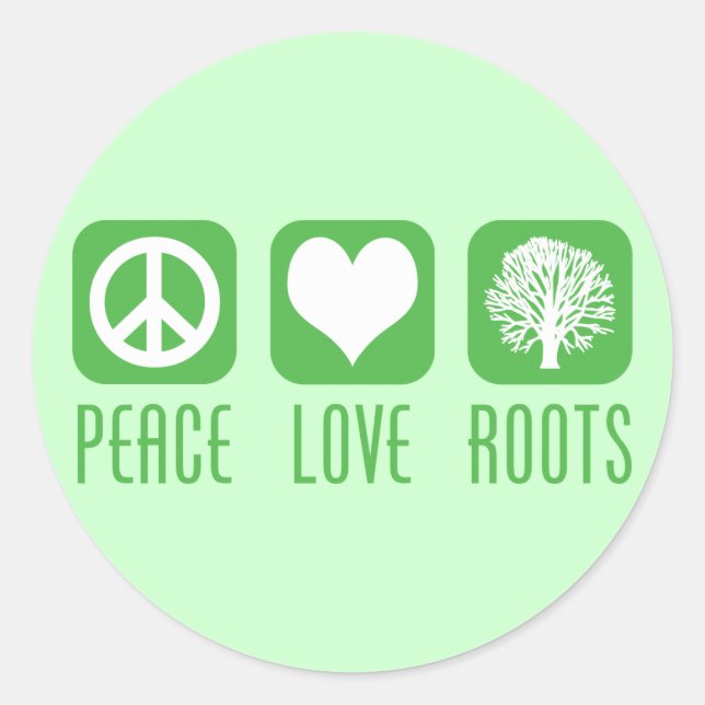 ROOTS FÖR PEACE KÄRLEK RUNT KLISTERMÄRKE (Framsida)