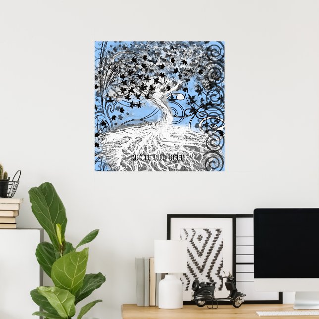 Roots Run Deep Originalkonst av Whimsical Tree Poster (Hemmakontoret)