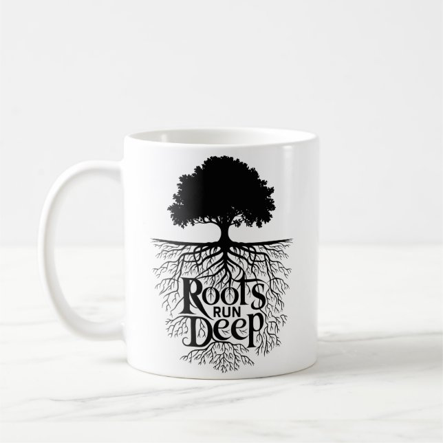 Roots Springa Deep Träd Illustration Kaffemugg (Vänster)