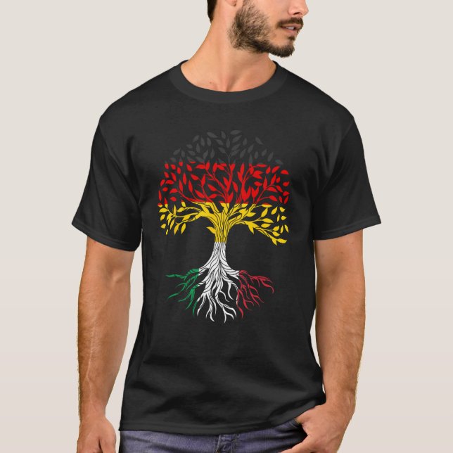 Roots Träd Tyskland Italien T Shirt (Framsida)