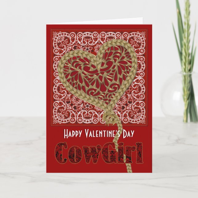 Ropade mitt hjärta Cowgirl Valentine Helgkort (Framsida)