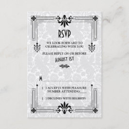Ropande 20-tal Art Deco Bröllop RSVP-kort OSA Kort