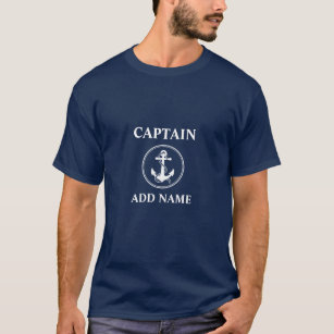 Rope & Anchor kapten Namn eller Boat Namn marinblå T Shirt