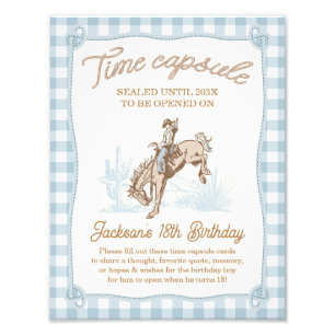 Rope Blue Play Cowboy 1st Rodeo Time Capsule-tecke Fototryck