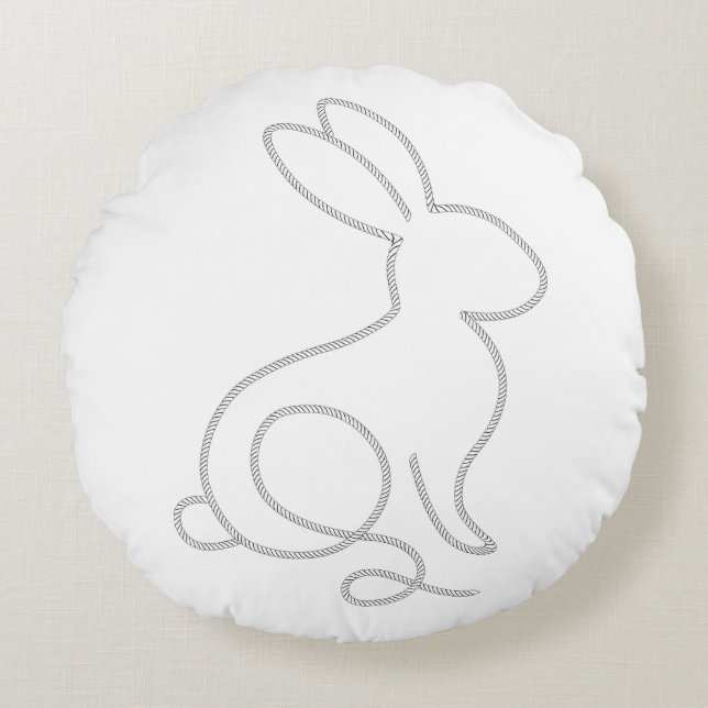 Rope Bunny-kanin, minimal modern design Rund Kudde (Framsidan)