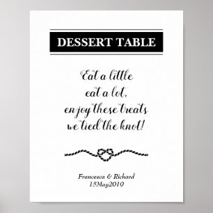 Rope Heart Nautical Bröllop Dessert Bord-tecken Poster
