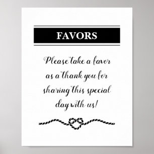 Rope Heart Nautical Wedding Favors-tecken Poster